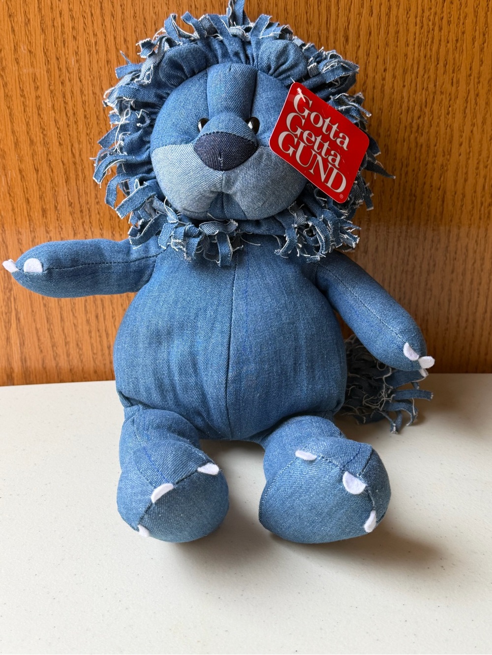Vintage Gund Johnny Jeans Denim Patchwork Lion Plush NWT Rare 2722